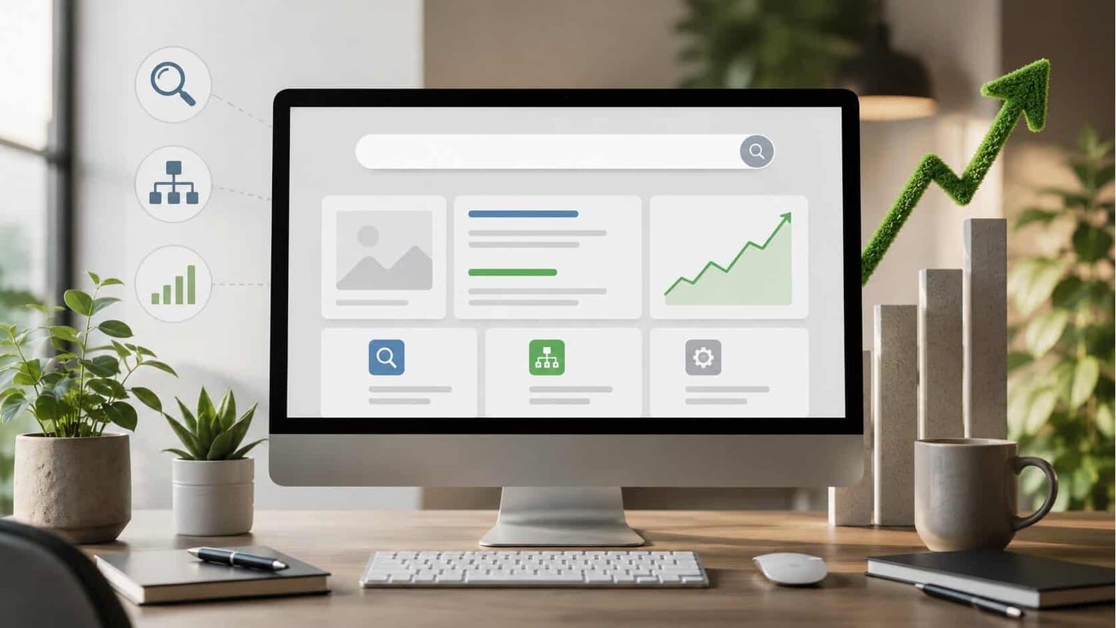 SEO graph illustrating organic visibility and business growth
