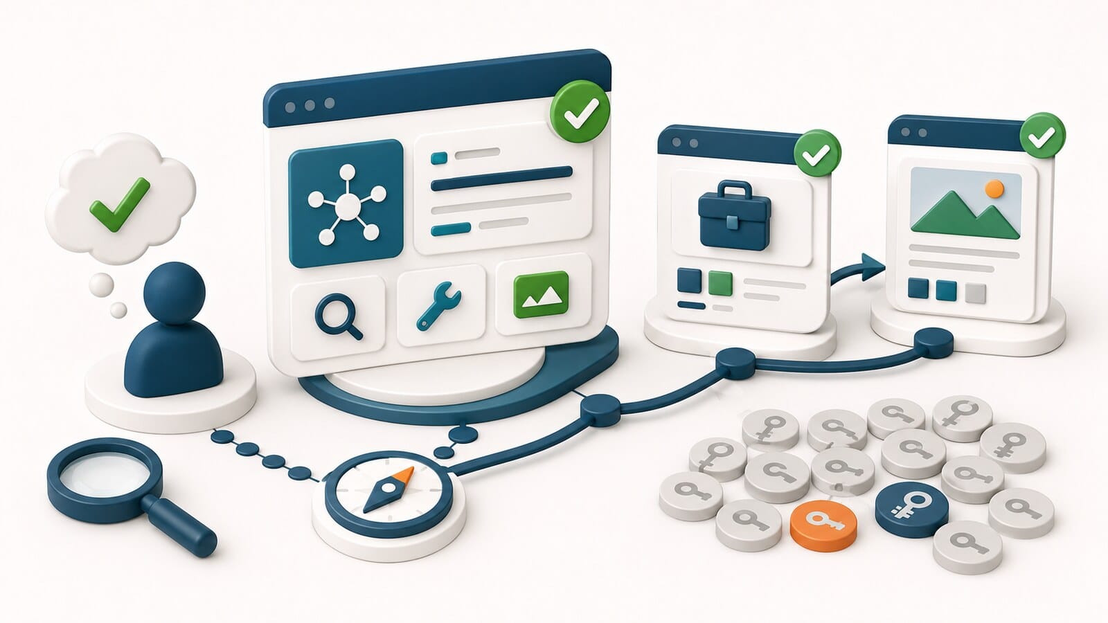 Visual guide to the main principle: structure follows user tasks, not a keyword list