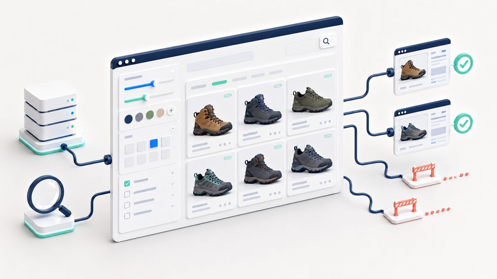 Продуктов каталог с филтри, одобрени landing pages и спрени излишни URL разклонения